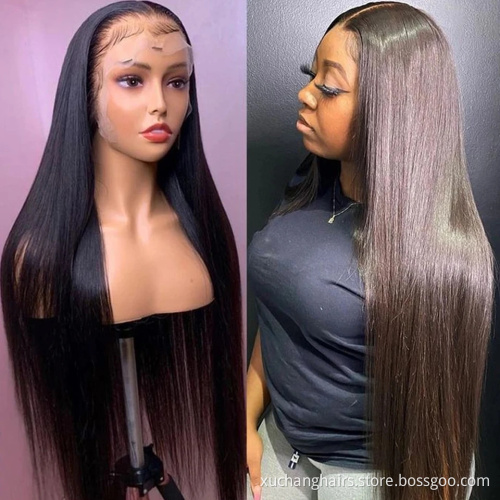 natural color black color frontal wigs pre-plucked baby hair transparent hd lace human hair wigs 360 full lace
